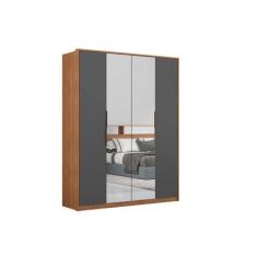 Imagem de Guarda Roupa Casal 4 Portas C/ 2 Espelhos Attore Amendola/Grafito - De