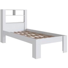 Imagem de Cama de Solteiro com Cabeceira de Prateleira Branco Prodecor 214x96x111cm