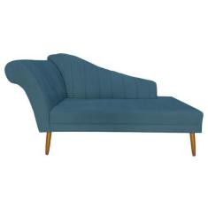 Imagem de Recamier Divã Pés Palito Para Sala Cecilia 1.60cm Suede Azul Royal -
