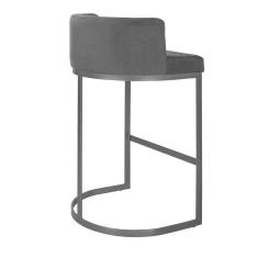 Imagem de Banqueta Alta Estofada Estrutura Aço Carbono Belly Ii Base Preto 65cm Suede Preto