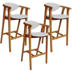 Imagem de Kit 03 Banquetas Alta Para Cozinha Bancada Bar Sala de Jantar Fixa Cec