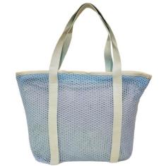 Imagem de Bolsa De Praia Azul Tote Bag Tela Mesh Emborrachada Piscina Feminina