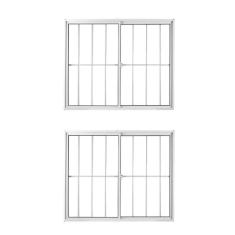 Imagem de Kit com 2 1/6 Janelas de Alumínio de Correr 100x100cm 2 Folhas com Grade e Vidro Liso Linha Soft Mgm Branco