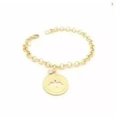 Imagem de Pulseira Medalha Pomba Espirito Santo Religioso Folheado 18k