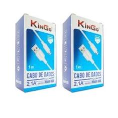 Imagem de Kit 2 Cabos Usb V8 Branco Kingo 1M 2.1A P/ Galaxy A7 2018