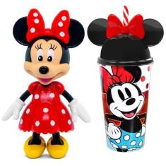 Imagem de Boneca Minnie Com Óculos Mochila Elka + Copo Com Orelhas