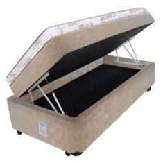 Imagem de Cama Box Baú Solteiro 88 Conjugado de Espuma Suede Bege