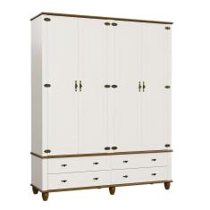 Imagem de Guarda-roupas Retrô 4p 4g Off White-nogueira Roupeiro