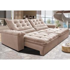 Imagem de Sofá Retrátil e Reclinável 2,95m Cama inBox Big Fresh com SoftGel D40 Velupluma Bege