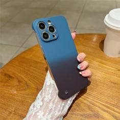 Imagem de Capa de telefone luxuosa fosca sem moldura gradiente doce colorida para iPhone 14 13 12 11 Pro Max X XR XS Max 6 6S 7 8 Plus SE 2022 Capa para PC, Marinha, para iPhone 8 Plus