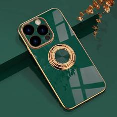 Imagem de Capa de telefone com suporte de anel de silicone para iPhone 11 12 13 14 Pro Max Mini X XR 8 Plus SE com suporte giratório capa à prova de choque, verde escuro, para iPhone 14 Pro