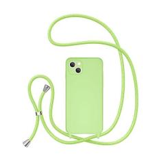 Imagem de UEEBAI Capa de telefone com cordão transversal para iPhone 14 de 6,1 polegadas, capa de telefone de silicone com alça de colar ajustável, cinto macio, cordão de pescoço, cordão à prova de choque, capa