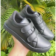Imagem de Tênis Infantil Colegial Volta às Aulas - kayttoHappy, Preto 2 velcro, 