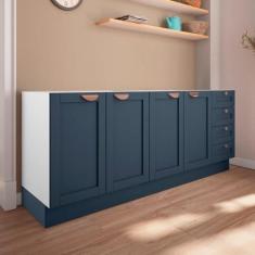 Imagem de Cozinha Modulada 2 Peças sem Tampo 2 Balcões Arizona Cabecasa Madeiramadeira Branco/azul