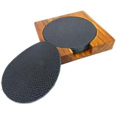 Imagem de Descanso de Copo Cerveja em couro porta copo mesa