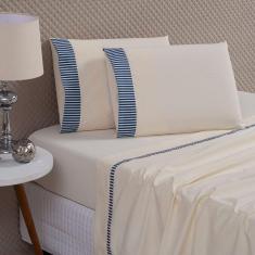 Imagem de Jogo de Lençol Queen Santorini  Algodão 4 Peças - Palha