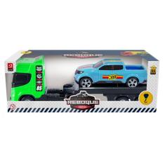 Imagem de Caminhão Infantil Brinquedo Cegonha Miniatura Com 1 Carrinho - Bs Toys