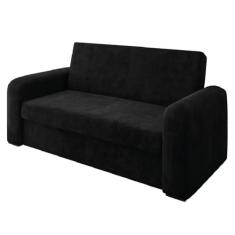 Imagem de Sofá Cama Versátil 2 Lugares Veludo Selmer (PRETO)