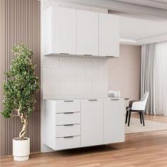 Imagem de Cozinha Modulada 2 Peças sem Tampo 1 Aéreo 3 Portas e 1 Balcão Pia Ipanema Cabecasa Madeiramadeira Branco