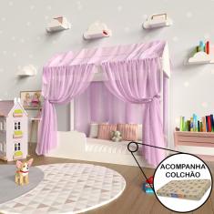 Imagem de Cama Quarto Infantil Montessoriana Dakota com Voal e Colchão