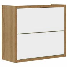 Imagem de Armário de Cozinha Aéreo Duplo Aramóveis Paola com 2 portas e largura de 80 cm carvalho Branco