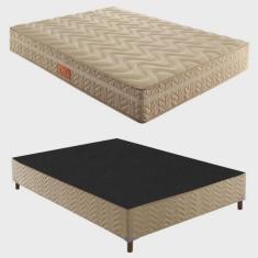 Imagem de Box Casal 42x138x188cm com Colchão Casal Molas Ensacadas 28x138x188cm Júlia Rustico Bege