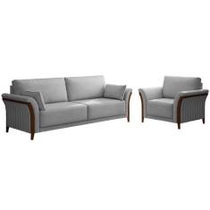 Imagem de Conjunto Decorativo Poltrona E Sofá 222cm Market Veludo Cinza G45 - Gr