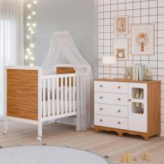 Imagem de Quarto de Bebê Completo Berço Americano Mini Cama Cloe 2 Em 1 Cômoda U