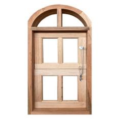 Imagem de Janela de Madeira Vitro Capelinha Basculante em Arco Padrão Cedro Esqu