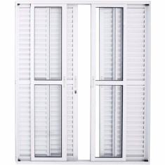 Imagem de Porta de Alumínio Balcão 6 Folhas Branca Linha 25 Com Fechadura - DC