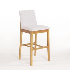 Imagem de Banqueta Murano Da Madeira Maciça Com Assento E Encosto Estofada Revestida Em Tecido Cores Neutras