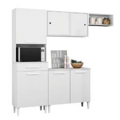 Imagem de Cozinha Completa com Armário Aéreo e Balcão 6 Portas 1 Gaveta Branco Isabelle Aramóveis