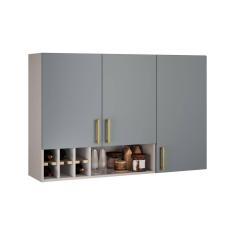 Imagem de Armário Aéreo de Cozinha Fendi e Gris 3 Portas e Nicho Essence