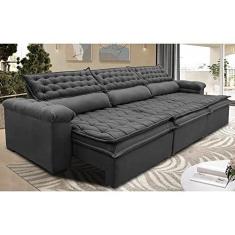 Imagem de Sofá Retrátil e Reclinável 3,82m Molas Ensacadas Cama Inbox Botonê Espuma Viscoelástico Cinza