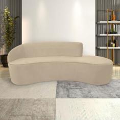 Imagem de Sofá Decorativo 3 Lugares 210cm Abby Encosto Esquerdo Curvo Veludo Creme G15 - Gran Belo