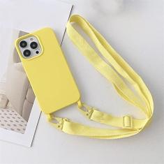 Imagem de Estojo macio de silicone líquido para cordão transversal de luxo para iPhone 13 12 Mini 11 Pro XR X XS Max 7 8 plus SE 2020 Capa para alça de ombro, amarelo, para iPhone XR