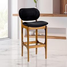 Imagem de Banqueta Alta Decor 50 x 104 Cm Madeira Maciça Imbuia Suede Preto L14 - RMI