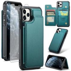 Imagem de Asuwish Capa de celular para iPhone 11 Pro Max 6,5 com protetor de tela e bloqueio de RFID couro PU suporte para cartão de crédito acessórios para celular iPhone11 11pro Promax i XI Plus mulheres