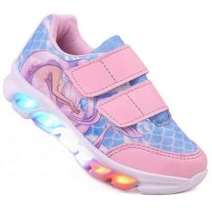 Imagem de Tenis Feminino De Led Com Calce Facilinfantil Sereia Personagem Divers