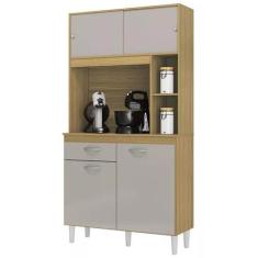 Imagem de Armário De Cozinha Duda 90cm 4 Portas 1 Gaveta Poquema Damasco Off Whi