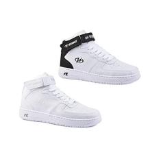Imagem de Kit 2 Pares Tênis Sneaker Estilo Retrô Runway Masculino Tamanho:41;Cor:Branco e Branco Preto