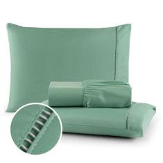 Imagem de Jogo de Lençol casal 3 Peças Ponto Palito 400 Fios Micropercal - AF EN