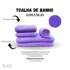 Imagem de Jogo De Toalha De Banho E Rosto 5 Pçs Briza - Losango Lilás
