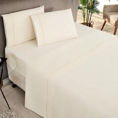 Imagem de Jogo Cama Lençol Home Basic Casal 180 Fios c/ Ponto Palito 4 Peças - P