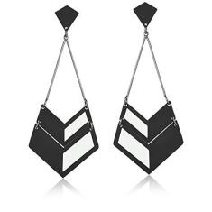 Imagem de Brinco Vivid Pendente Triangular Folheado Ródio Negro