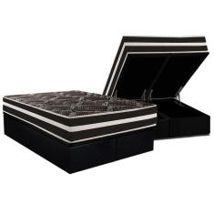 Imagem de Conjunto Box Baú Queen Colchão Espuma Paropas D28 - Master Ag80 Black Double Face 25 + Base Crc Suede Black (158x198)