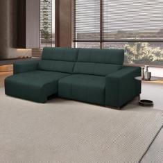Imagem de Sofá Decorativo Barbosa 5 Lugares Sala de estar 290cm Reclinável e Retrátil Couro Verde Musgo G88 - Gran Belo