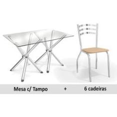 Imagem de Mesa Kappesberg Volga + 6 Cadeiras Portugal Cromada/Nude