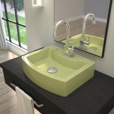 Imagem de Kit Cuba RT41 com Válvula Click 1 Polegada e meia e Sifão Cromado e Flexível Compace Verde Acqua