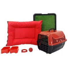 Imagem de Kit Cachorro Gato Cama Caminha Futon Transporte Sanitário Grama Sintét